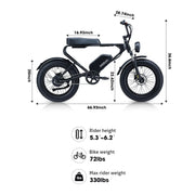 MEELOD DK200 20" Retro Moped Style Electric Bike 750W Motor 48V 13Ah Battery