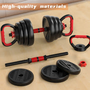 4 in 1 Adjustable Weight Dumbbell Set, Versatile Weights Home Gym Equipment with Dumbbell, Barbell, Kettlebell for Total Body