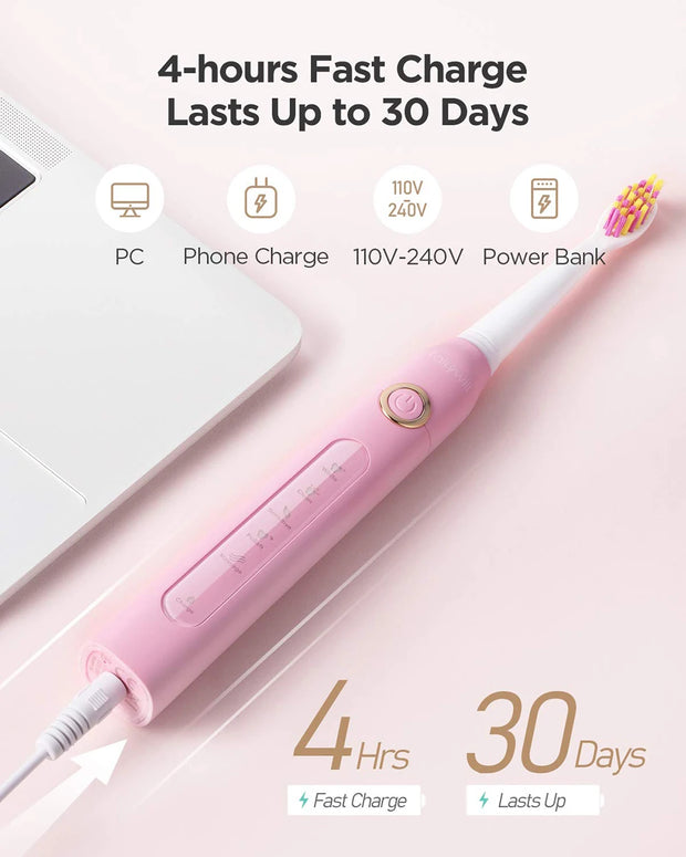 Fairywill Electric Sonic Toothbrush FW-507 USB Charge Rechargeable Adult Waterproof Electronic Tooth Brushes Replacement Heads s