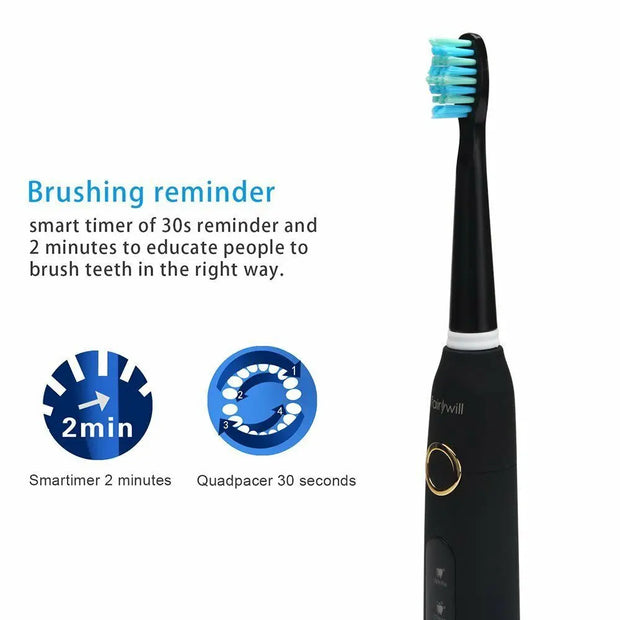 Fairywill Electric Sonic Toothbrush FW-507 USB Charge Rechargeable Adult Waterproof Electronic Tooth Brushes Replacement Heads s