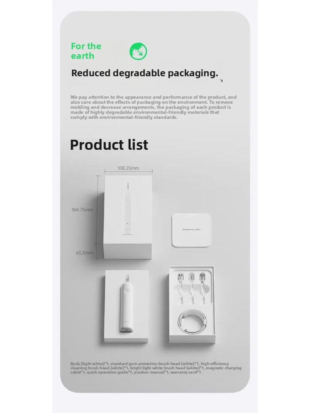 Laifen Laifen's new generation of vibration sweeping electric toothbrush, stainless steel color LFTBO1-S Wave  teeth whitening