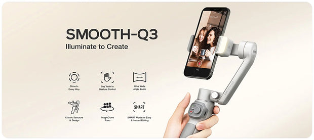 ZHIYUN Official SMOOTH Q3 Phone Gimbal 3-Axis Smartphones Handheld Stabilizer Fill Light for iPhone 13 Android