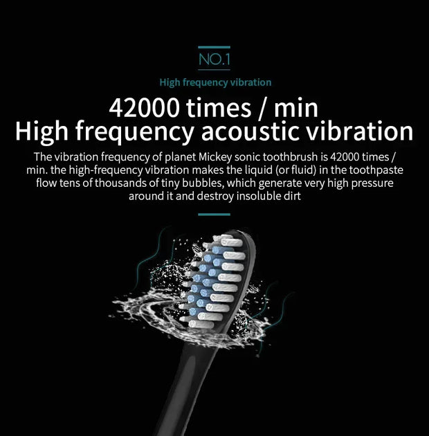 Smart Sonic Electric Toothbrush Waterproof Portable with Ultra Fine Soft Bristles 6 Speed Charging for Adults And Children