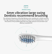 Smart Sonic Electric Toothbrush Waterproof Portable with Ultra Fine Soft Bristles 6 Speed Charging for Adults And Children