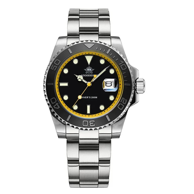 ADDIESDIVE Diving AD2040 Quartz Watches Stainless Steel 200m Waterproof Calendar Display Wristwatch Fashion Super Luminous Watch