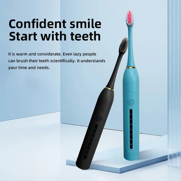 Smart Sonic Electric Toothbrush Waterproof Portable with Ultra Fine Soft Bristles 6 Speed Charging for Adults And Children
