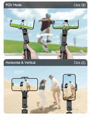 360° AI Handheld Gimbal Mobile Phone Anti-Shake Stabilizer Auto Face Tracking Aluminum Rod With Fill Light Optional Microphone