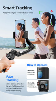 M02 New 3-Axis Handheld Gimbal Stabilizer for Smartphone with Wireless Remote for iPhone Android Phone Face Tracking Tiktok Vlog