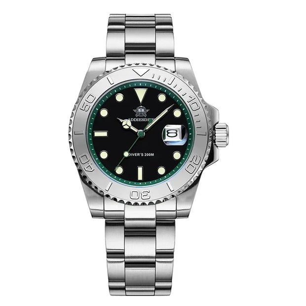 ADDIESDIVE Diving AD2040 Quartz Watches Stainless Steel 200m Waterproof Calendar Display Wristwatch Fashion Super Luminous Watch