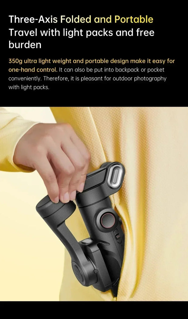 3-Axis Handheld Gimbal Wheel Selfie Stick With Fill Light Phone Holder Outdoor Photography Vlog Recording for iOS Android