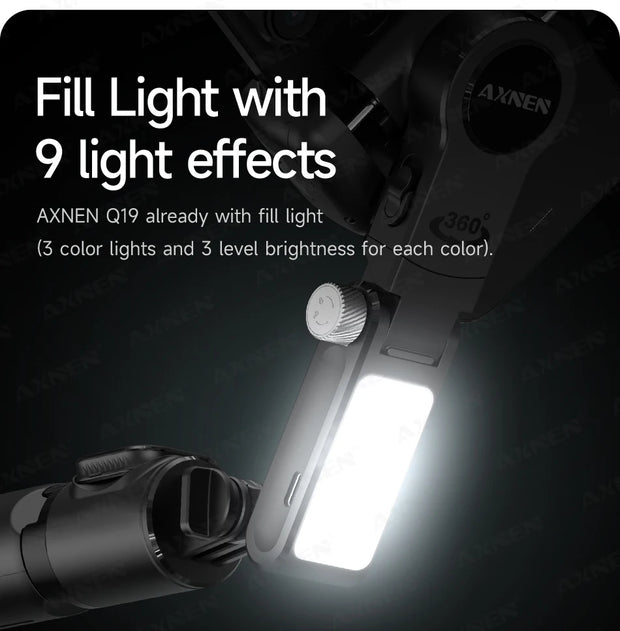360° AI Handheld Gimbal Mobile Phone Anti-Shake Stabilizer Auto Face Tracking Aluminum Rod With Fill Light Optional Microphone