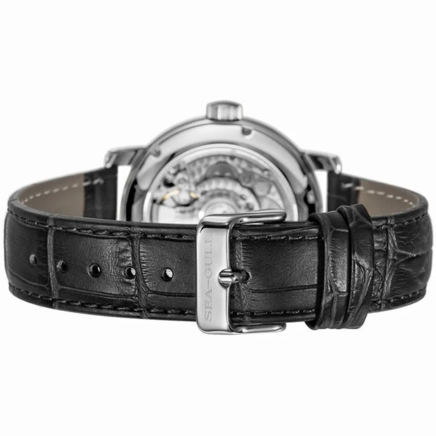 2025 New Seagull Men's Watch Automatic Mechanical Wristwatch Multi-Function Hollow Flywheel Business Simple Watch D819.622