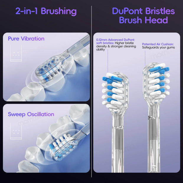 Wave Electric Toothbrush Oscillation & Vibration Sonic Electric Tooth Brush, Adults Teen BASS-Brushing Technique for Travel