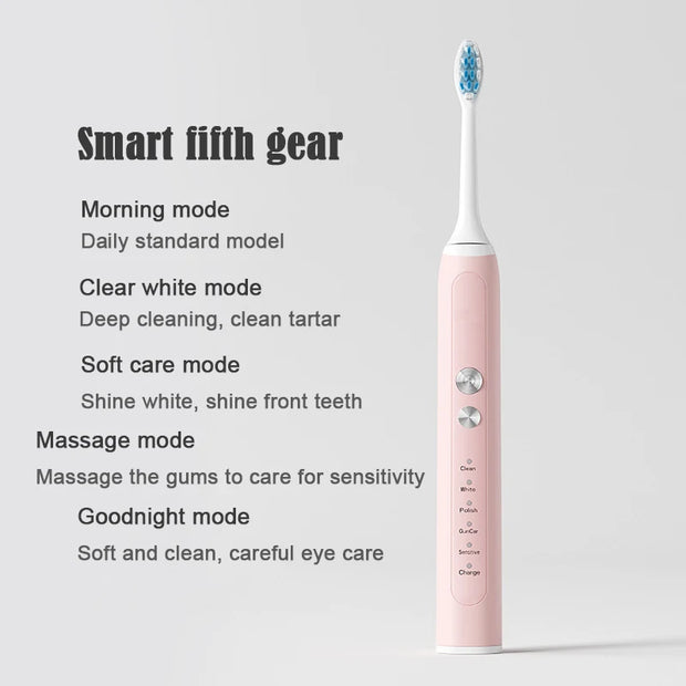 Sonic Electric Toothbrush Adults Electric Toothbrushes with 4 Tooth Brush Replacement Head and 5 Brushing Modes