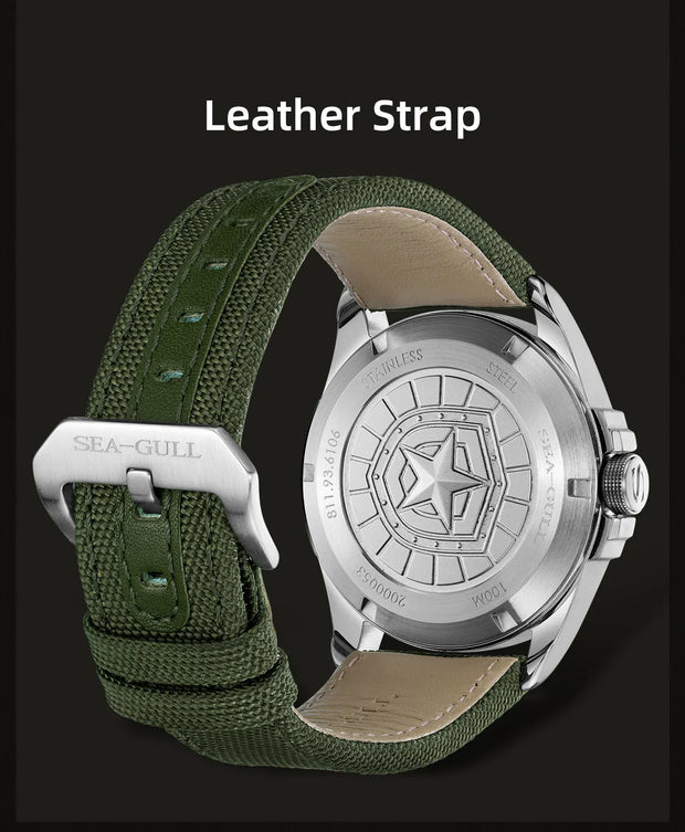 Seagull часы мужс Men's Wristwatch Sports Automatic Mechanical Watch 100m Waterproof  Army Watch Official Original 811.93.6106