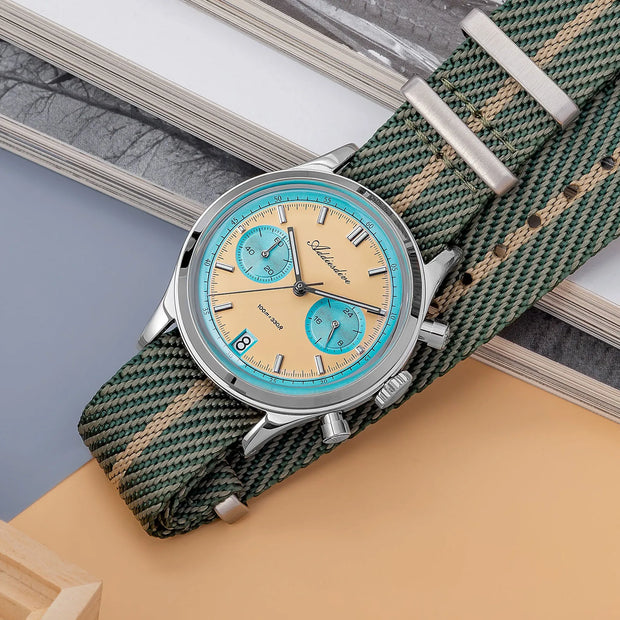 ADDIESDIVE Hot Sale AD2095 Watches For Men Multifunction Chronograph 38mm AR Coating Quartz WristWatches VK64 Waterproof Clock