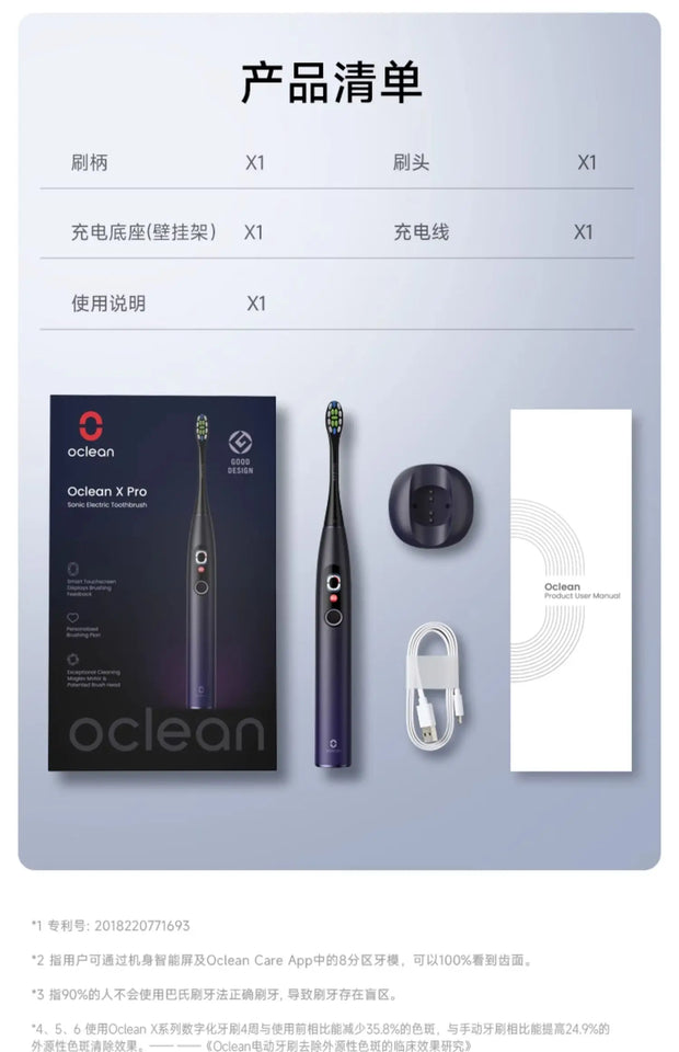 OCLEAN Xpro Sonic Electric Toothbrush Electric Toothbrush Visual Screen Intelligent Couple Male Female Adult Soundwave Style QH2