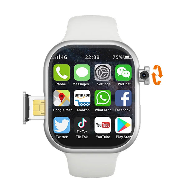 8GB+128GB S10 Cellular Version Smartwatch 4G Android 10.0 180° Rotating Camera 256GB Storage GPS WIFI Global Version Smart Watch