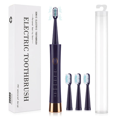 Ultrasonic Electric Toothbrush for Adults USB Rechargeable 5 Modes with 4 Toothbrush Heads IPX7 Waterproof Travel Toothbrush