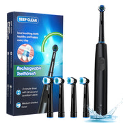 Sonic Rechargeable Rotary Electric Toothbrush Adult Waterproof with Timer 5 Modes & 4 Replaceable Brush Heads for Teeth Cleaning