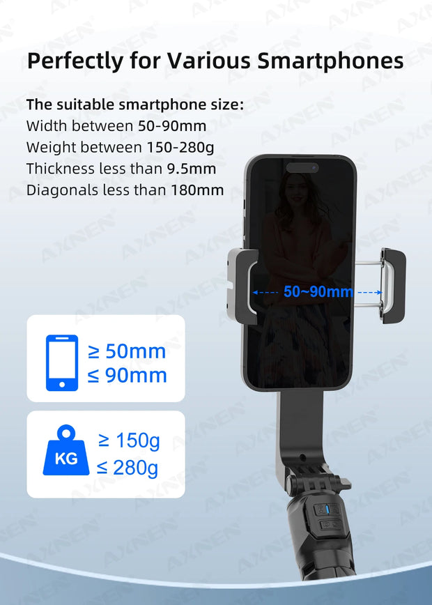 AXNEN HQ2 SERIES Mobile Phone Stabilizer Handheld Gimbal for Smartphone Gopro Action Camera Extension Rod Selfie Stick Tripod