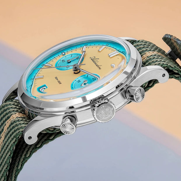 ADDIESDIVE Hot Sale AD2095 Watches For Men Multifunction Chronograph 38mm AR Coating Quartz WristWatches VK64 Waterproof Clock