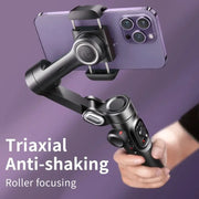 3-Axis Handheld Gimbal Wheel Selfie Stick With Fill Light Phone Holder Outdoor Photography Vlog Recording for iOS Android
