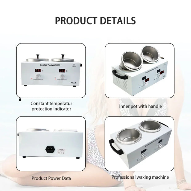 Wax Heater Double Paraffin Electronic Display Facial Skin SPA Equipment Dual Hot Hair Removal Tool Adjustable Temperature