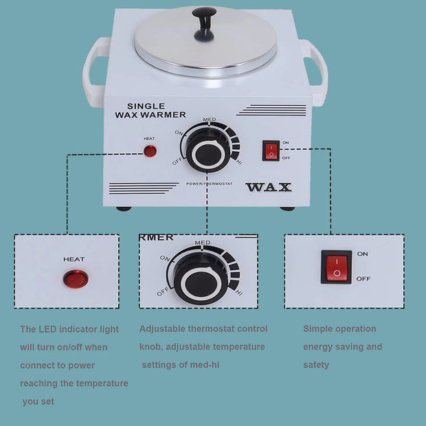 Single Pot Paraffin Heater Professional Electric Wax Heater Hair Removal Dual Parrafin Adjustable Temperature SPA Hair Removal