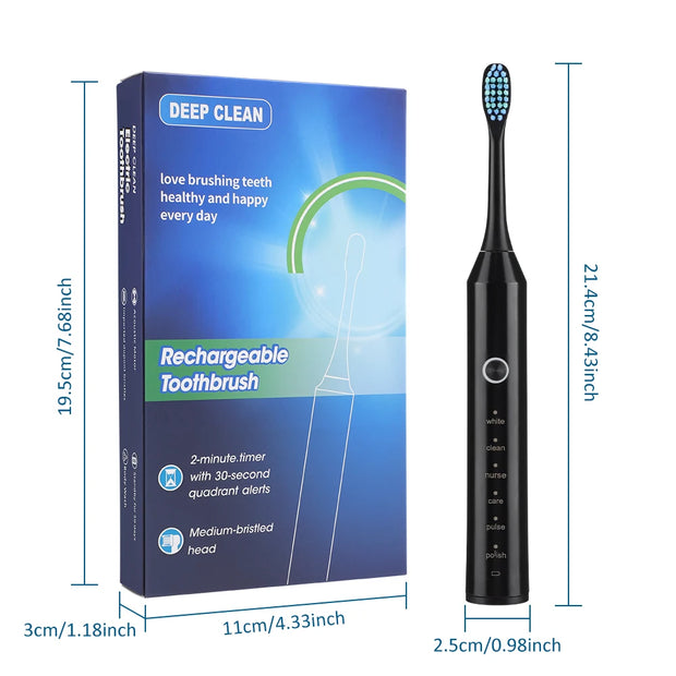 Smart Sonic Toothbrush for Adults, 2025 New with 6 Custom Modes & Quad Brush Heads, Intelligent Timer for Personalized Oral Care