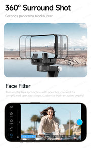 AXNEN Q19 AI Desktop Gimbal Stabilizer 360 Rotation Auto Face Tracking Mobile Phone Handheld Anti-shake Selfie with Fill Light