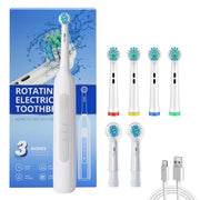 Rotating electric toothbrush suitable for adults, equipped with 6 brush heads, type-c charging, 3-speed 2-minute timed zoning