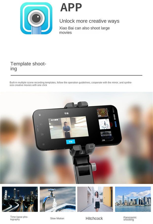 2025 NEW Ai Gimbal Stabilizer Desktop Following Shooting Mode Selfie Stick Monopod With Bluetooth Shutter For Smartphone Live
