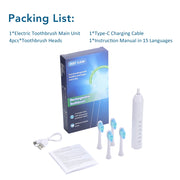 Smart Sonic Toothbrush for Adults, 2025 New with 6 Custom Modes & Quad Brush Heads, Intelligent Timer for Personalized Oral Care