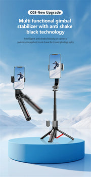 FANGTUOSI New Mobile Video stabilizer Bluetooth selfie stick tripod Wireless cellphone Gimbal Stabilizer For Smartphone Live