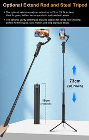 AXNEN M02 Gimbal Smartphone Stabilizer 3-Axis Anti-shake Video Record Handheld Selfie Gimbals for iPhone Android Face Tracking
