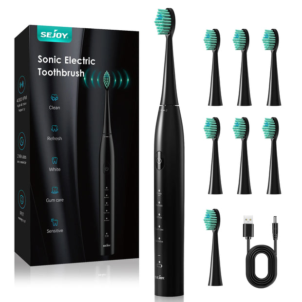 Sejoy Electric Toothbrush Whitening Tooth 7 Cleaning Modes for Dental Care Sonic Toothbrush , 2 minutes Smart Timer , IPX7