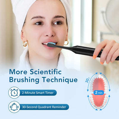 Smart Sonic Toothbrush for Adults, 2025 New with 6 Custom Modes & Quad Brush Heads, Intelligent Timer for Personalized Oral Care