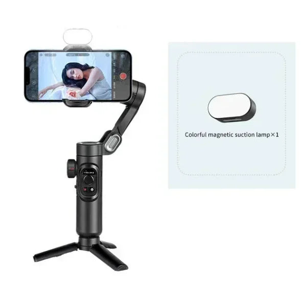 3-Axis Handheld Gimbal Wheel Selfie Stick With Fill Light Phone Holder Outdoor Photography Vlog Recording for iOS Android