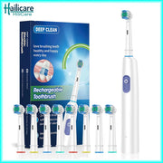 Smart Rotating Timing Electric Toothbrush for Adults Rotating Electric Toothbrushes with 8 Soft Brush Heads Whitening Oral Car