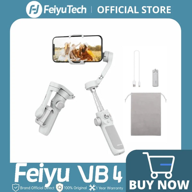 FeiyuTech VB4 Kit Smartphone Stabilizer Face Tracking Fill light 3-Axis Phone Gimbal Built-in Selfie Stick Portable iPhone16
