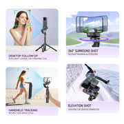 AI Face Tracking Handheld Gimbal Stabiliser 360° Shoot,Magnetic Remote Selfie Stick Tripod for Smartphone,1/4'' Screw for Camera