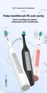 Rotating electric toothbrush suitable for adults, equipped with 6 brush heads, type-c charging, 3-speed 2-minute timed zoning