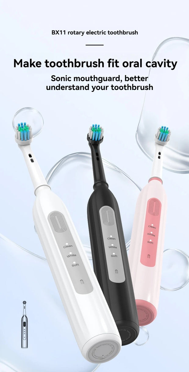 Rotating electric toothbrush suitable for adults, equipped with 6 brush heads, type-c charging, 3-speed 2-minute timed zoning