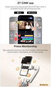 ZHIYUN Official SMOOTH Q3 Phone Gimbal 3-Axis Smartphones Handheld Stabilizer Fill Light for iPhone 13 Android