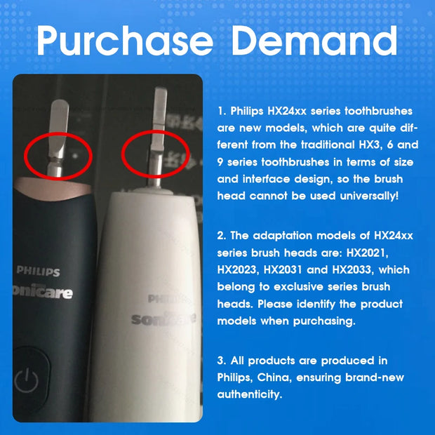 PHILIPS Electric Toothbrush HX24XX Sonicare Patent Tech Adult Intelligent Sound Waves Teeth Clean Gums Health Care Tooth Brush