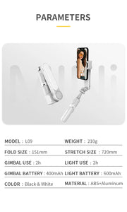 Handheld Selfie Stick Gimbal Stabilizer Holder Adjustable Fill Light Selfie Stand Bluetooth Mobile Phone  For IPhone Samsung