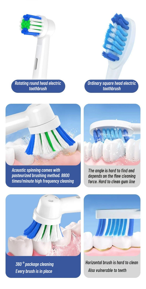Round head electric toothbrush rotating visual electric toothbrush display automatic rechargeable adult couple men and women gif