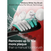 Black Series Ultra Whitening Toothbrush – ADA Accepted Electric Toothbrush- 8 Brush Heads & Travel Case – 40,000 VPM Electric Mo