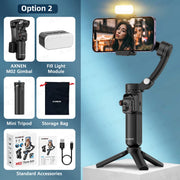 AXNEN M02 Gimbal Smartphone Stabilizer 3-Axis Anti-shake Video Record Handheld Selfie Gimbals for iPhone Android Face Tracking